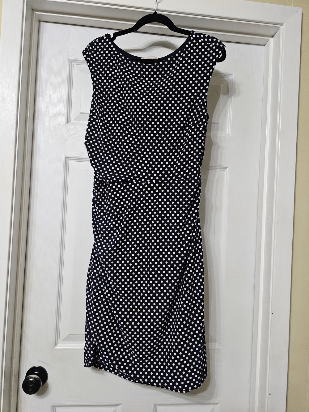 Dress Barn Navy Blue Polka Dot Midi Dress